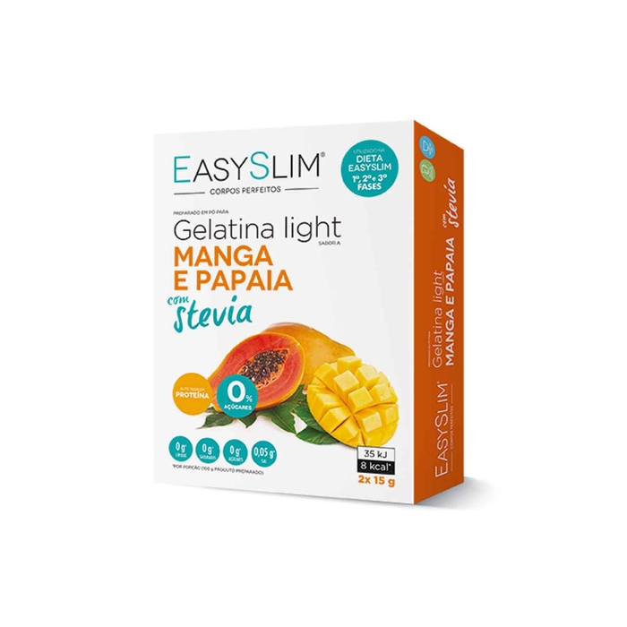 EasySlim Gelatina Light Manga Papaia c/ Stevia - 2 saquetas - EasySlim - 5601653010122